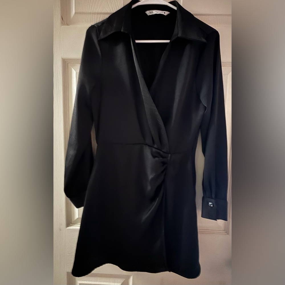 Zara Black Collared Dress
